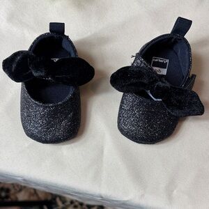 Carter's Sparkly Black Bow Kids Dress Shoes
